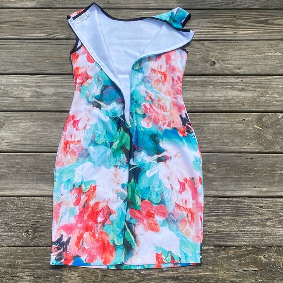 Bisou Bisou floral sheath dress sleeveless with contrast Sz Small - Picture 14 of 16